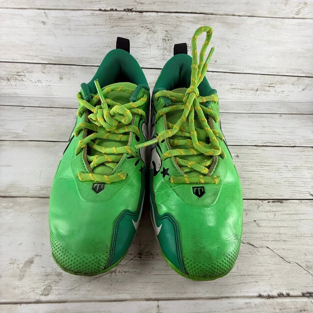 Nike Alpha Menace Shark 3 Kids‎ 5Y Green Yellow Graffiti Baseball Cleats CV0581